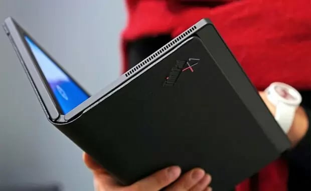 Lenovo Thinkpad opened in the hand