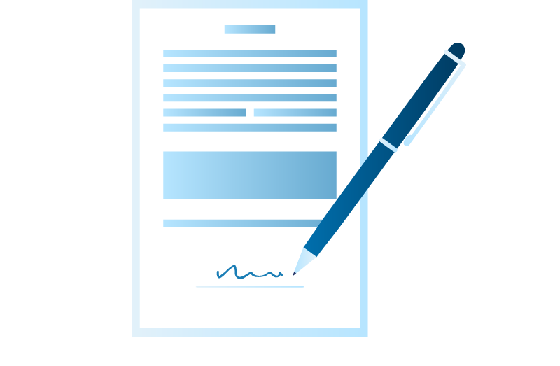 A contract that is signed by a pen.