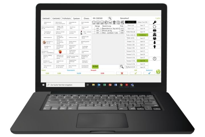 A laptop with an open POS system.
